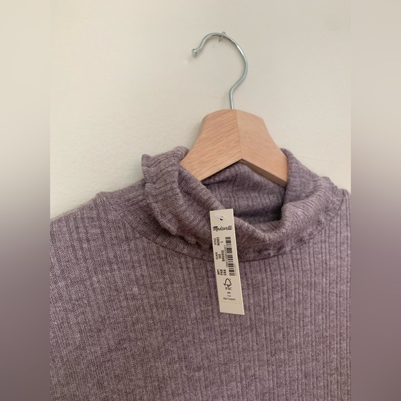 Madewell Cropped Long-Sleeve Turtleneck Tee Chocolate Raisin Size L - Picture 4 of 6